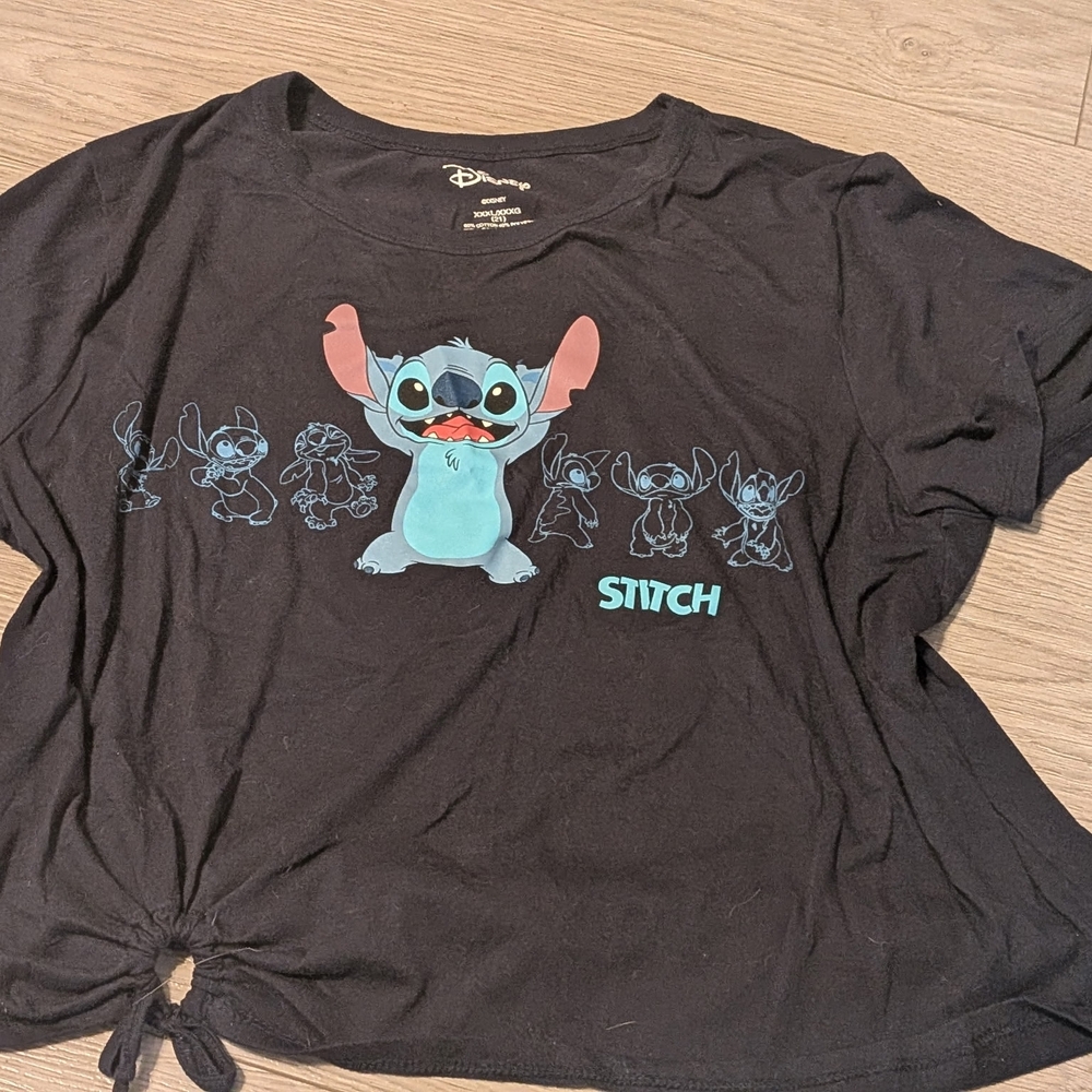Disney Black Tee with Turquoise Stitch Graphic